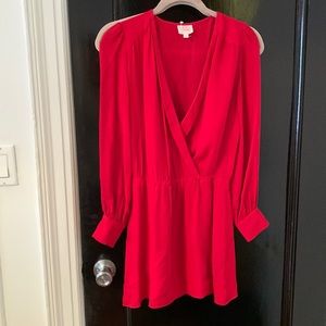 Parker XS red faux wrap mini dress